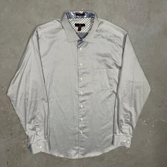 Egara Dress Shirt Non-Iron Slim Fit Long Sleeve Paisley Cuffs Striped 3XLT - Picture 2 of 7